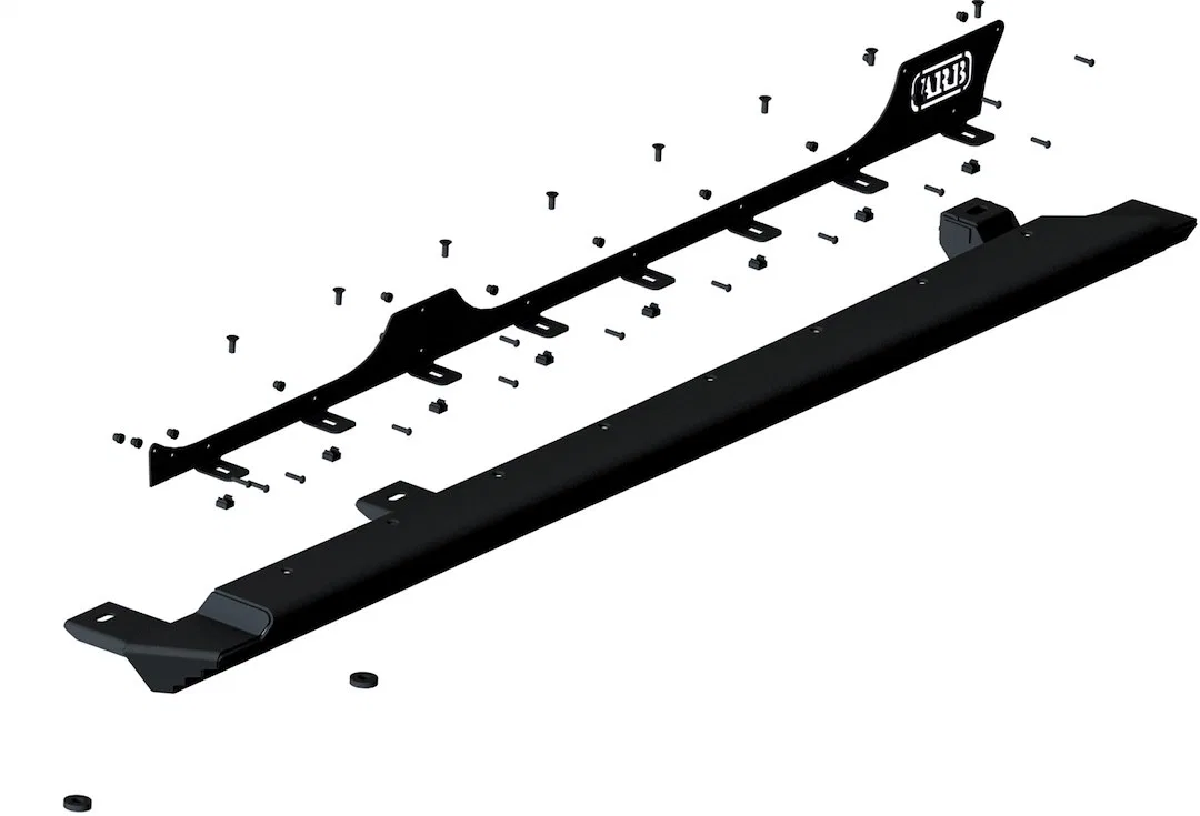 4450240 – ARB USA Rocker Panel Guard, Flat Powder Coated Black Steel With ARB Logo